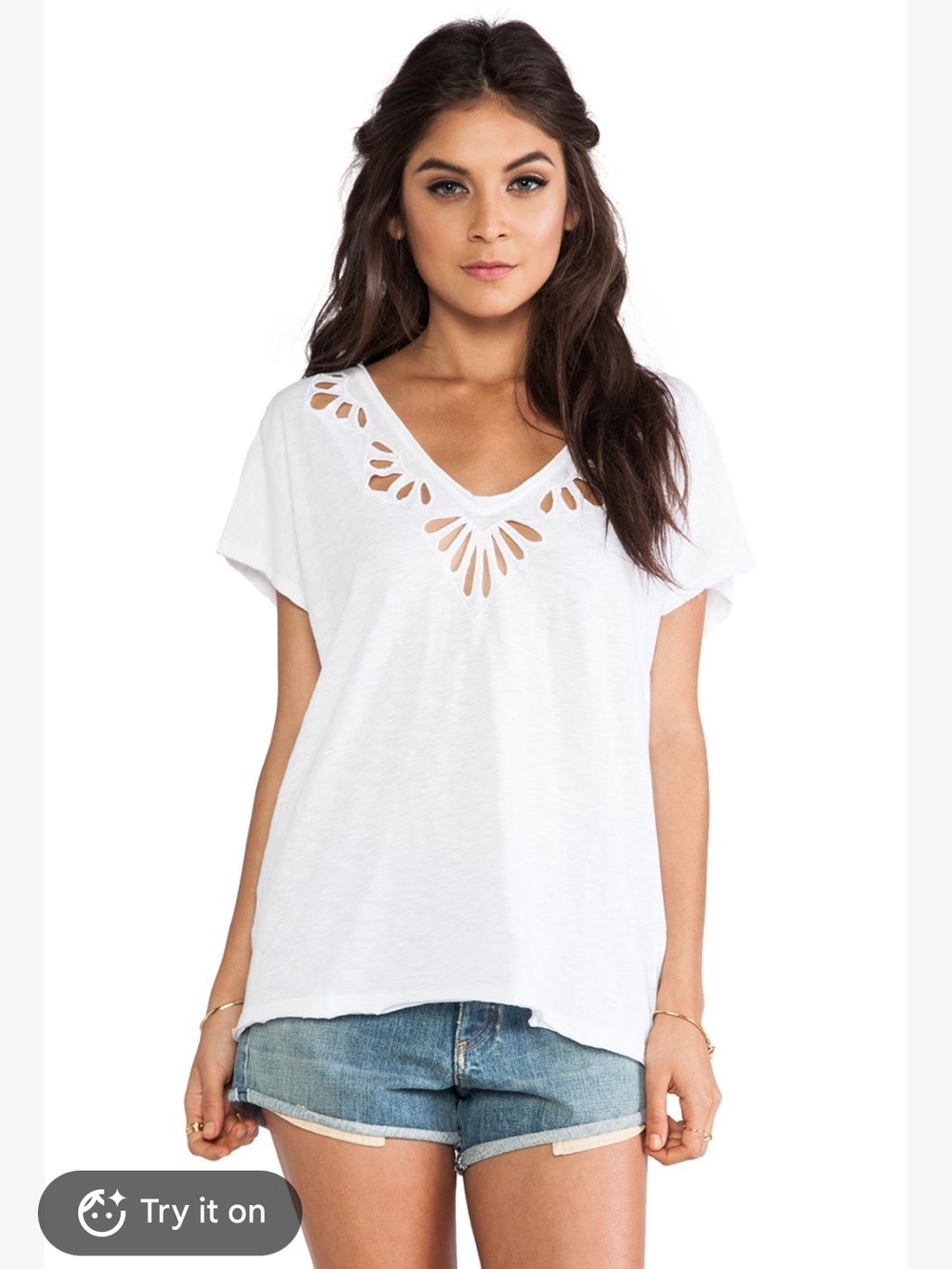 Free People White Cutout Tee